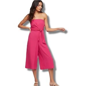 Maeve by Anthropologie Strapless Jumpsuit – Size 2 | Hot Pink | Wide‑Leg Cropped